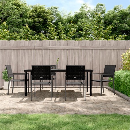 vidaXL 7-tlg. Garten-Essgruppe Poly Rattan und Stahl