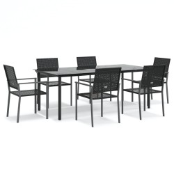 vidaXL 7-tlg. Garten-Essgruppe Poly Rattan und Stahl