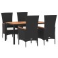 vidaXL 5-tlg. Garten-Essgruppe mit Kissen Schwarz Poly Rattan vidaXL 5-tlg. Garten-Essgruppe mit Kissen Schwarz Poly Rattan
