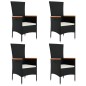 vidaXL 5-tlg. Garten-Essgruppe mit Kissen Schwarz Poly Rattan vidaXL 5-tlg. Garten-Essgruppe mit Kissen Schwarz Poly Rattan