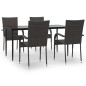 vidaXL 5-tlg. Garten-Essgruppe Braun Poly Rattan vidaXL 5-tlg. Garten-Essgruppe Braun Poly Rattan