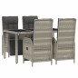 vidaXL 5-tlg. Garten-Essgruppe mit Kissen Grau Poly Rattan vidaXL 5-tlg. Garten-Essgruppe mit Kissen Grau Poly Rattan