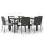 vidaXL 7-tlg. Garten-Essgruppe mit Kissen Schwarz Poly Rattan vidaXL 7-tlg. Garten-Essgruppe mit Kissen Schwarz Poly Rattan