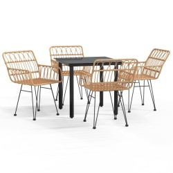 vidaXL 5-tlg. Garten-Essgruppe Poly Rattan