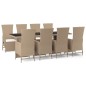 vidaXL 9-tlg. Garten-Essgruppe mit Kissen Beige Poly Rattan vidaXL 9-tlg. Garten-Essgruppe mit Kissen Beige Poly Rattan