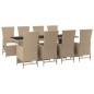 vidaXL 9-tlg. Garten-Essgruppe mit Kissen Beige Poly Rattan vidaXL 9-tlg. Garten-Essgruppe mit Kissen Beige Poly Rattan