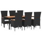 vidaXL 7-tlg. Garten-Essgruppe mit Kissen Schwarz Poly Rattan vidaXL 7-tlg. Garten-Essgruppe mit Kissen Schwarz Poly Rattan