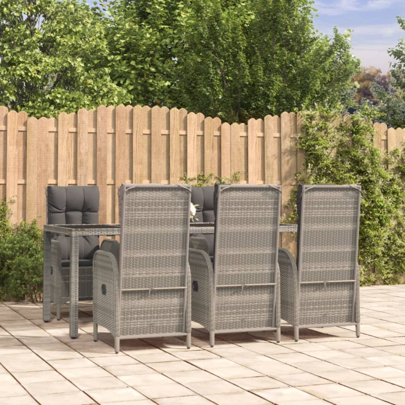 vidaXL 7-tlg. Garten-Essgruppe mit Kissen Grau Poly Rattan vidaXL 7-tlg. Garten-Essgruppe mit Kissen Grau Poly Rattan