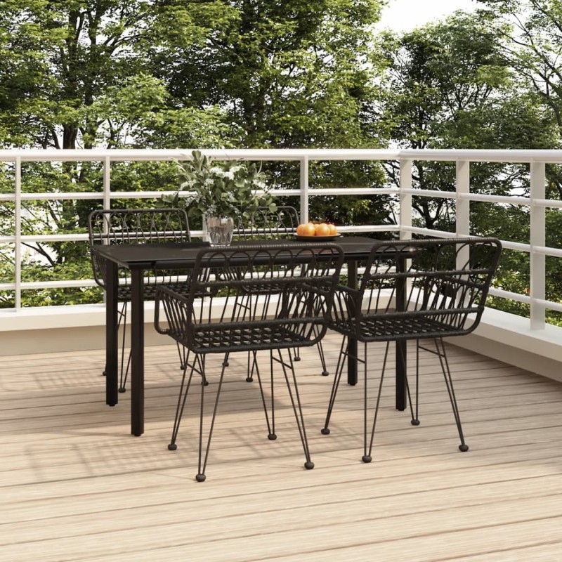vidaXL 5-tlg. Garten-Essgruppe Schwarz Poly Rattan vidaXL 5-tlg. Garten-Essgruppe Schwarz Poly Rattan
