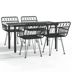 vidaXL 5-tlg. Garten-Essgruppe Schwarz Poly Rattan