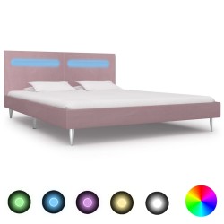 Bettgestell mit LED Rosa Stoff 160 x 200 cm