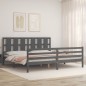 vidaXL Massivholzbett mit Kopfteil Grau vidaXL Massivholzbett mit Kopfteil Grau