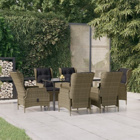 vidaXL 7-tlg. Garten-Essgruppe Braun Poly Rattan