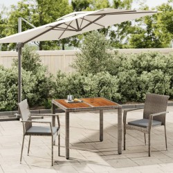 vidaXL 3-tlg. Garten-Essgruppe mit Kissen Grau Poly Rattan
