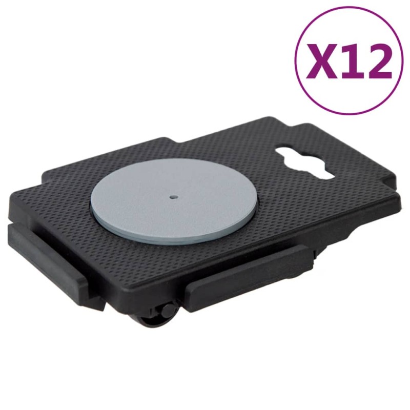 vidaXL Transportroller mit 8 Rollen 12 Stk Schwarz Polypropylen 150 kg vidaXL Transportroller mit 8 Rollen 12 Stk Schwarz Polypropylen 150 kg
