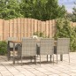 vidaXL 7-tlg. Garten-Essgruppe mit Kissen Grau Poly Rattan vidaXL 7-tlg. Garten-Essgruppe mit Kissen Grau Poly Rattan