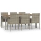 vidaXL 7-tlg. Garten-Essgruppe mit Kissen Grau Poly Rattan vidaXL 7-tlg. Garten-Essgruppe mit Kissen Grau Poly Rattan