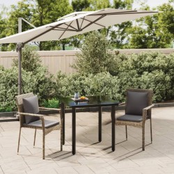 vidaXL 3-tlg. Garten-Essgruppe mit Kissen Schwarz und Grau Poly Rattan