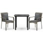 vidaXL 3-tlg. Garten-Essgruppe mit Kissen Schwarz und Grau Poly Rattan vidaXL 3-tlg. Garten-Essgruppe mit Kissen Schwarz und Grau Poly Rattan
