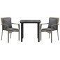vidaXL 3-tlg. Garten-Essgruppe mit Kissen Schwarz und Grau Poly Rattan vidaXL 3-tlg. Garten-Essgruppe mit Kissen Schwarz und Grau Poly Rattan