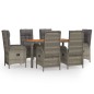 vidaXL 7-tlg. Garten-Essgruppe mit Kissen Grau Poly Rattan vidaXL 7-tlg. Garten-Essgruppe mit Kissen Grau Poly Rattan