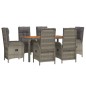 vidaXL 7-tlg. Garten-Essgruppe mit Kissen Grau Poly Rattan vidaXL 7-tlg. Garten-Essgruppe mit Kissen Grau Poly Rattan