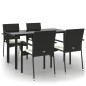 vidaXL 5-tlg. Garten-Essgruppe mit Kissen Schwarz Poly Rattan