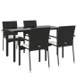 vidaXL 5-tlg. Garten-Essgruppe mit Kissen Schwarz Poly Rattan