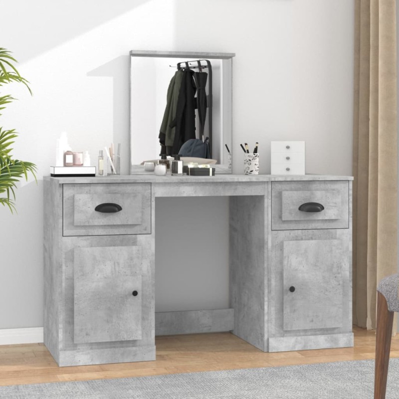 vidaXL Schminktisch mit Spiegel Betongrau 130x50x132,5 cm vidaXL Schminktisch mit Spiegel Betongrau 130x50x132,5 cm