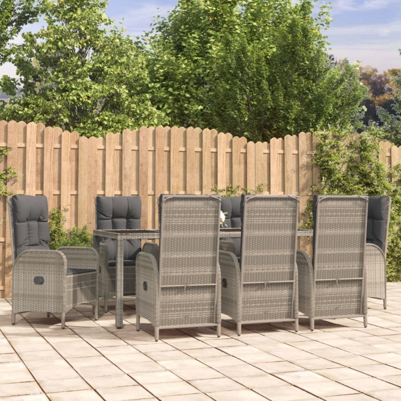 vidaXL 9-tlg. Garten-Essgruppe mit Kissen Grau Poly Rattan vidaXL 9-tlg. Garten-Essgruppe mit Kissen Grau Poly Rattan
