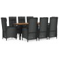 vidaXL 9-tlg. Garten-Essgruppe mit Kissen Schwarz Poly Rattan vidaXL 9-tlg. Garten-Essgruppe mit Kissen Schwarz Poly Rattan