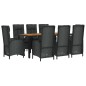 vidaXL 9-tlg. Garten-Essgruppe mit Kissen Schwarz Poly Rattan vidaXL 9-tlg. Garten-Essgruppe mit Kissen Schwarz Poly Rattan