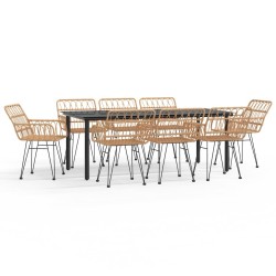 vidaXL 9-tlg. Garten-Essgruppe Poly Rattan