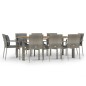 vidaXL 9-tlg. Garten-Essgruppe mit Kissen Grau Poly Rattan vidaXL 9-tlg. Garten-Essgruppe mit Kissen Grau Poly Rattan