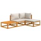 vidaXL 4-tlg. Garten-Lounge-Set mit Hellgrauen Kissen Massivholz vidaXL 4-tlg. Garten-Lounge-Set mit Hellgrauen Kissen Massivholz