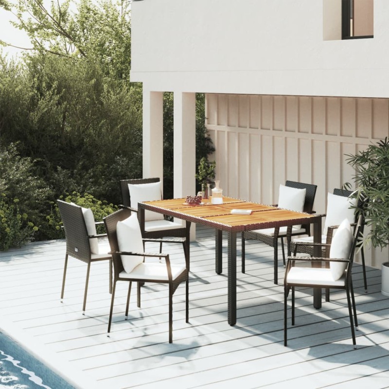 vidaXL 5-tlg. Garten-Essgruppe mit Kissen Schwarz Poly Rattan vidaXL 5-tlg. Garten-Essgruppe mit Kissen Schwarz Poly Rattan