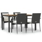 vidaXL 5-tlg. Garten-Essgruppe mit Kissen Schwarz Poly Rattan vidaXL 5-tlg. Garten-Essgruppe mit Kissen Schwarz Poly Rattan