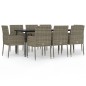 vidaXL 9-tlg. Garten-Essgruppe mit Kissen Schwarz und Grau Poly Rattan vidaXL 9-tlg. Garten-Essgruppe mit Kissen Schwarz und Grau Poly Rattan