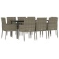 vidaXL 9-tlg. Garten-Essgruppe mit Kissen Schwarz und Grau Poly Rattan vidaXL 9-tlg. Garten-Essgruppe mit Kissen Schwarz und Grau Poly Rattan