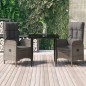vidaXL 3-tlg. Garten-Essgruppe mit Kissen Schwarz und Grau Poly Rattan vidaXL 3-tlg. Garten-Essgruppe mit Kissen Schwarz und Grau Poly Rattan