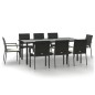 vidaXL 9-tlg. Garten-Essgruppe mit Kissen Schwarz Poly Rattan vidaXL 9-tlg. Garten-Essgruppe mit Kissen Schwarz Poly Rattan