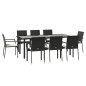 vidaXL 9-tlg. Garten-Essgruppe mit Kissen Schwarz Poly Rattan vidaXL 9-tlg. Garten-Essgruppe mit Kissen Schwarz Poly Rattan