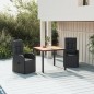 vidaXL 3-tlg. Garten-Essgruppe Schwarz Poly Rattan & Massivholz Akazie vidaXL 3-tlg. Garten-Essgruppe Schwarz Poly Rattan & Massivholz Akazie