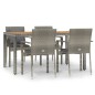 vidaXL 5-tlg. Garten-Essgruppe mit Kissen Grau Poly Rattan
