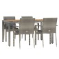 vidaXL 5-tlg. Garten-Essgruppe mit Kissen Grau Poly Rattan