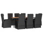 vidaXL 9-tlg. Garten-Essgruppe mit Kissen Schwarz Poly Rattan vidaXL 9-tlg. Garten-Essgruppe mit Kissen Schwarz Poly Rattan