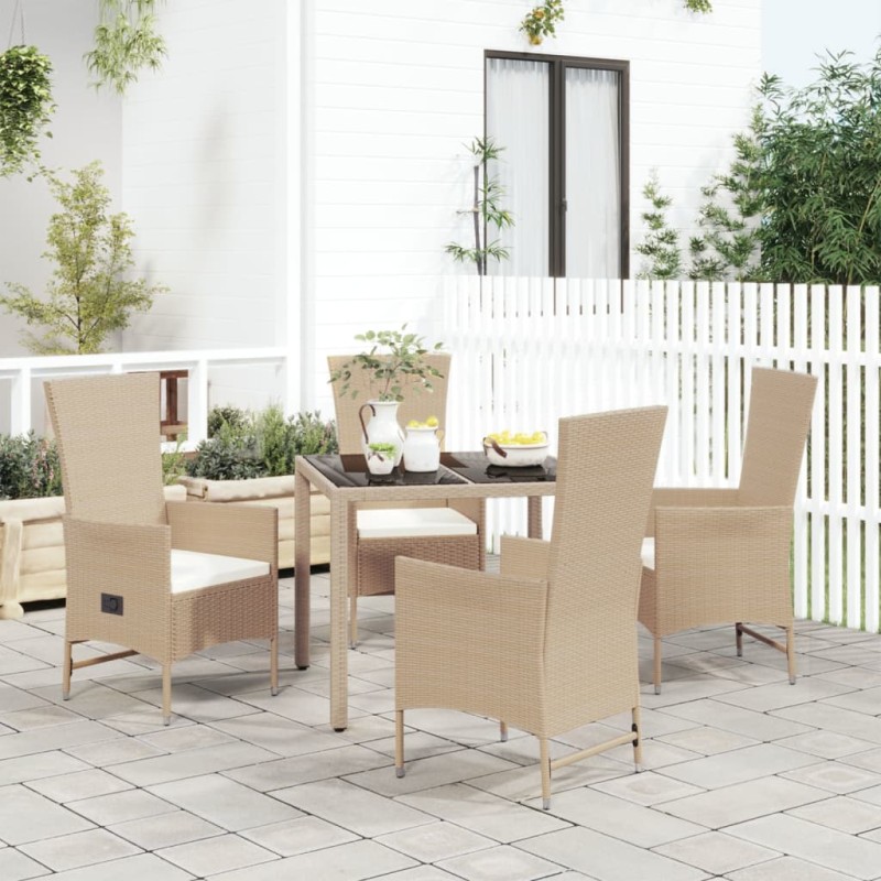vidaXL 5-tlg. Garten-Essgruppe mit Kissen Beige Poly Rattan vidaXL 5-tlg. Garten-Essgruppe mit Kissen Beige Poly Rattan