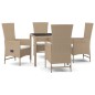 vidaXL 5-tlg. Garten-Essgruppe mit Kissen Beige Poly Rattan vidaXL 5-tlg. Garten-Essgruppe mit Kissen Beige Poly Rattan