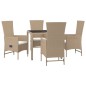 vidaXL 5-tlg. Garten-Essgruppe mit Kissen Beige Poly Rattan vidaXL 5-tlg. Garten-Essgruppe mit Kissen Beige Poly Rattan