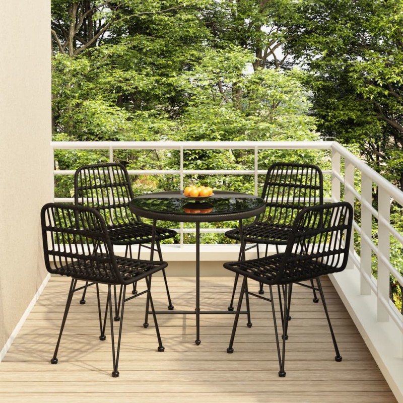 vidaXL 5-tlg. Garten-Essgruppe Schwarz Poly Rattan vidaXL 5-tlg. Garten-Essgruppe Schwarz Poly Rattan